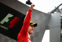 Sebastian Vettel, Ferrari celebra su tercer puesto en el podio