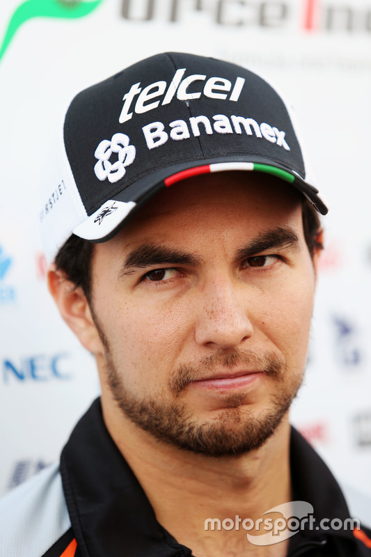 sergio perez, sahara force india f1 with the media