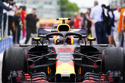 Max Verstappen, Red Bull Racing RB14, 3rd position, drives into Parc Ferme