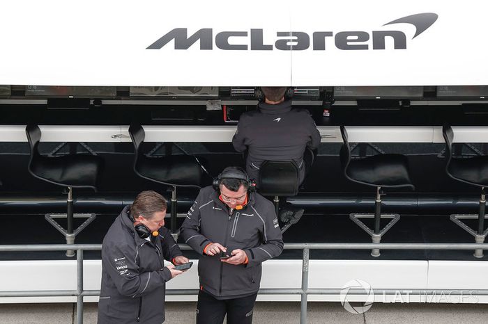 Zak Brown, Executive Director, McLaren Technology Group, Eric Boullier, Racing Director, McLaren