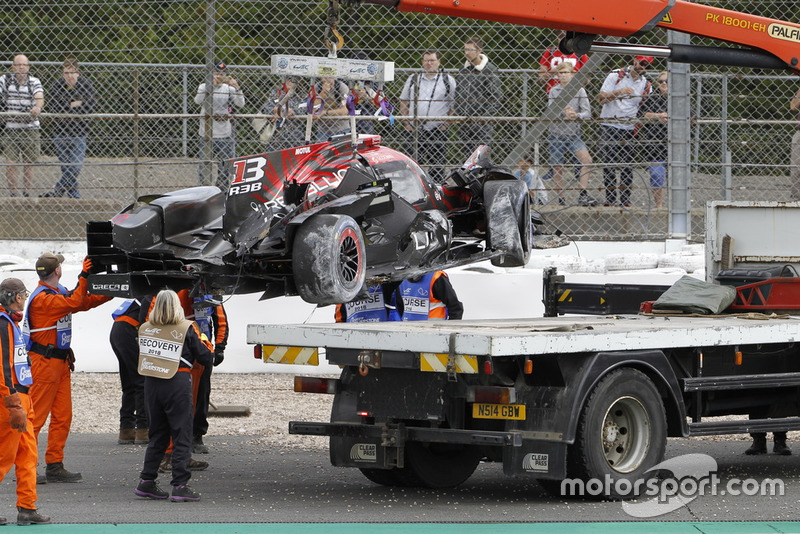 Crash van Bruno Senna, #1 Rebellion Racing Rebellion R-13