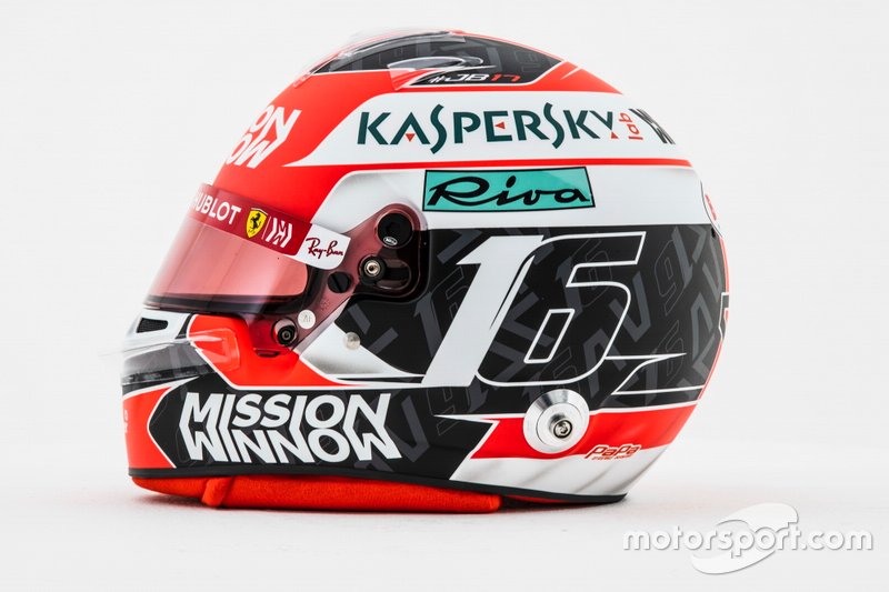 El casco de Charles Leclerc, Ferrari