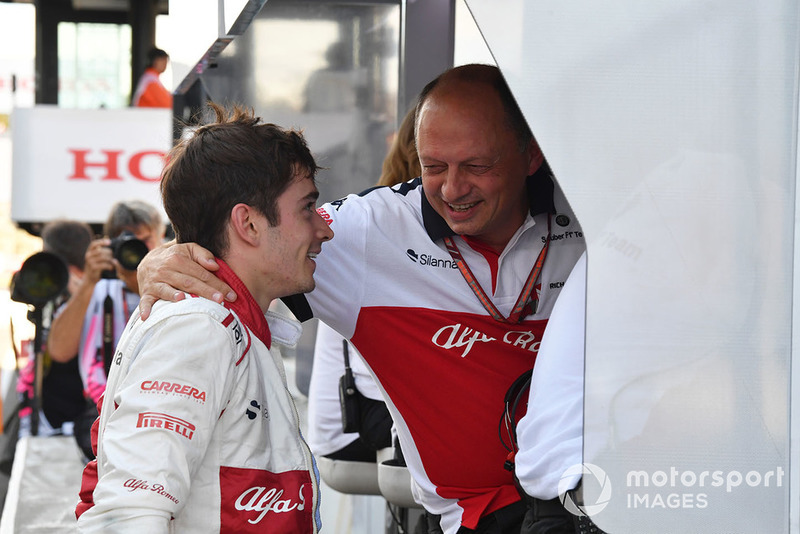 Charles Leclerc, Sauber and Frederic Vasseur, Sauber, Team Principal