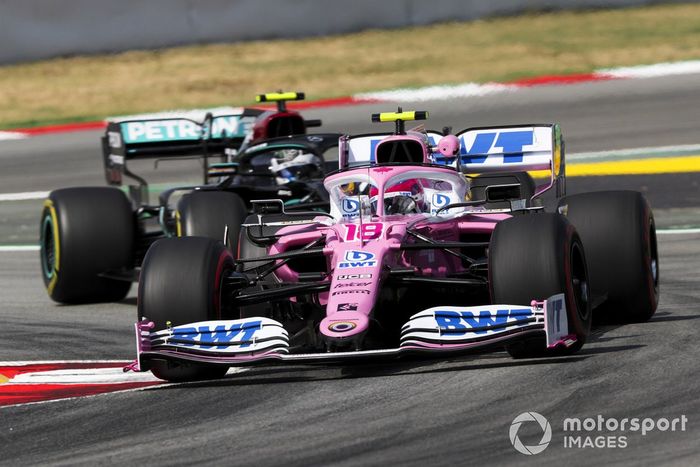 Lance Stroll, Racing Point RP20, y Valtteri Bottas, Mercedes F1 W11 EQ Performance