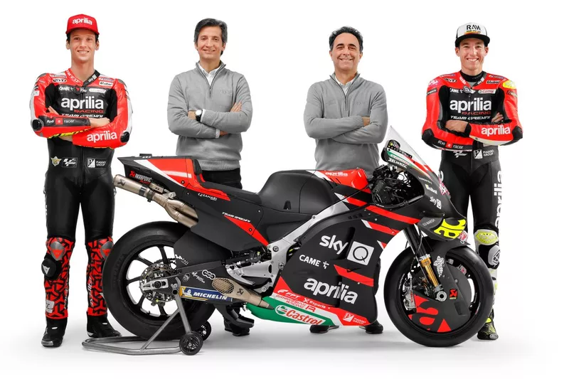 Massimo Rivola,Romano Albesiano, Aleix Espargaro and Lorenzo Savadori, Aprilia Racing Team Gresini
