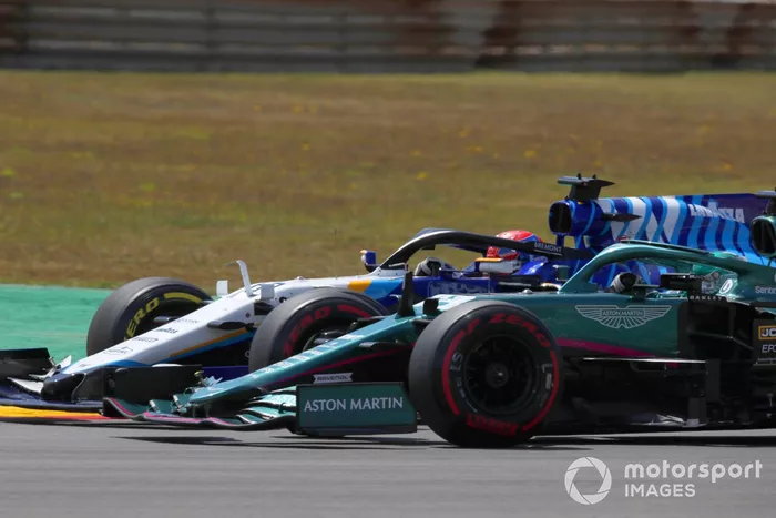 George Russell, Williams FW43B, Lance Stroll, Aston Martin AMR21