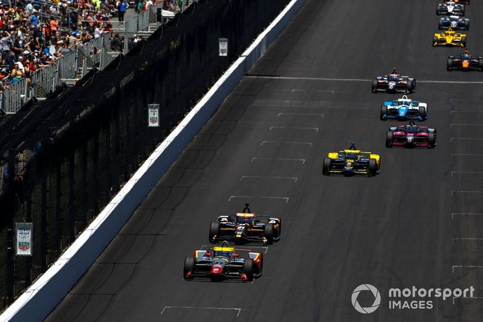 Conor Daly, Ed Carpenter Racing Chevrolet, Rinus VeeKay, Ed Carpenter Racing Chevrolet, Colton Herta, Andretti Autosport Honda, Helio Castroneves, Meyer Shank Racing Honda, Alex Palou, Chip Ganassi Racing Honda