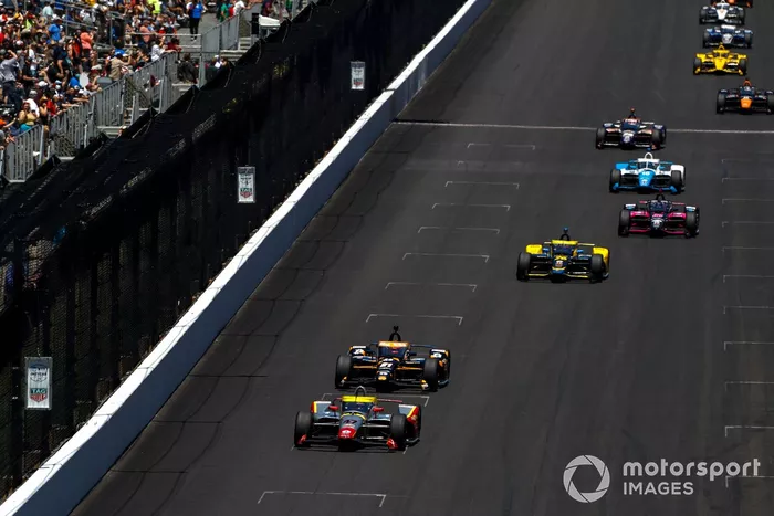 Conor Daly, Ed Carpenter Racing Chevrolet, Rinus VeeKay, Ed Carpenter Racing Chevrolet, Colton Herta, Andretti Autosport Honda, Helio Castroneves, Meyer Shank Racing Honda, Alex Palou, Chip Ganassi Racing Honda