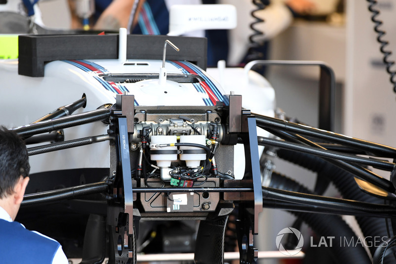 Detalle del chasis y suspensión frente Williams FW40