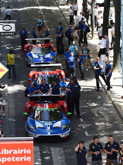#66 Ford Chip Ganassi Racing Ford GT: Olivier Pla, Stefan Mücke, Billy Johnson, #67 Ford Chip Ganassi Racing Ford GT: Andy Priaulx, Harry Tincknell, Pipo Derani, #68 Ford Chip Ganassi Racing Ford GT: Joey Hand, Dirk Müller, Tony Kanaan