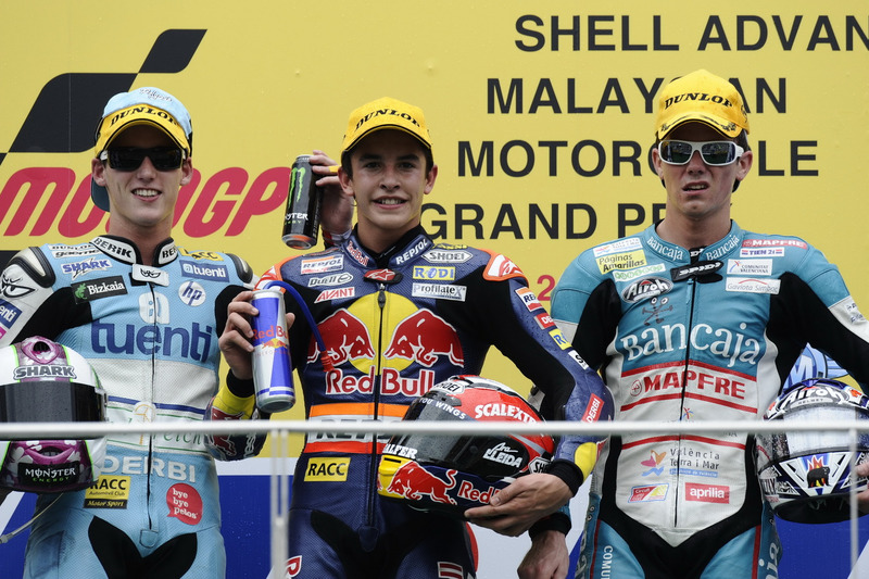Podium : 1er Marc Márquez, 2e Pol Espargaró, 3e Nico Terol
