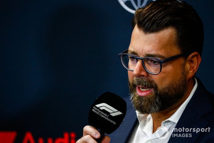 Oliver Hoffmann, Jefe de Desarrollo Técnico de Audi Sport GmbH, en la rueda de prensa anunciando la entrada de Audi en la Fórmula 1 en 2026