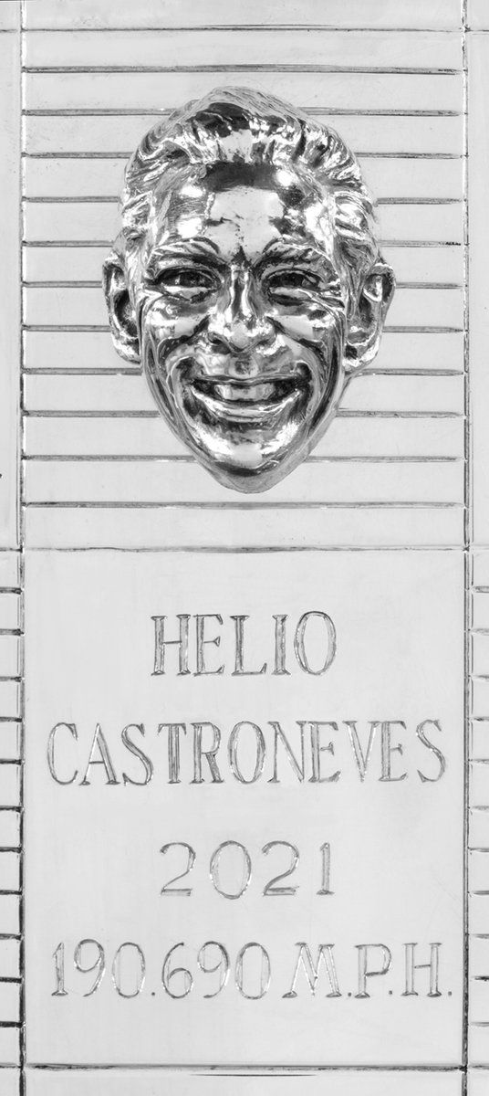 Helio Castroneves, Meyer Shank Racing at BorgWarner trophy modeling