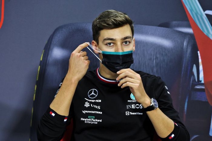 George Russell, de Mercedes-AMG, en la rueda de prensa