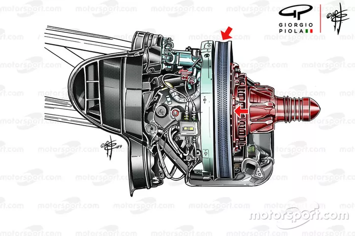 Frenos frontales del Ferrari SF90 en Austria