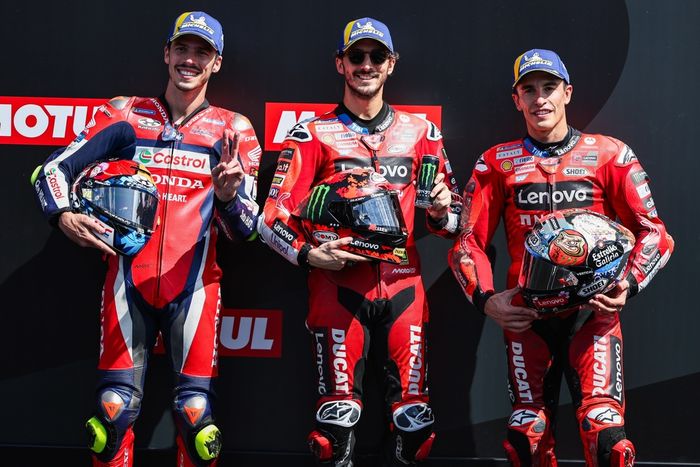 Joan Mir, Honda HRC, Francesco Bagnaia, Ducati Team, Marc Marquez, Ducati Team