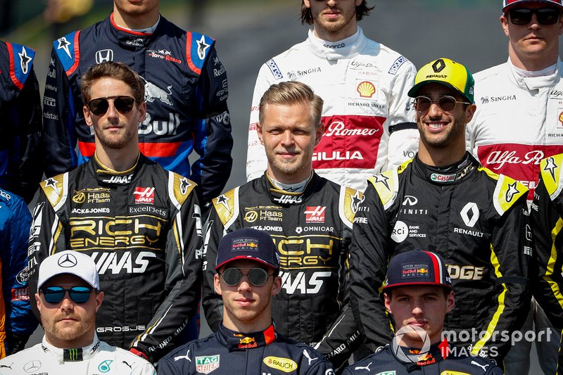 Romain Grosjean, Haas F1, Kevin Magnussen, Haas F1 ve Daniel Ricciardo, Renault F1 Team