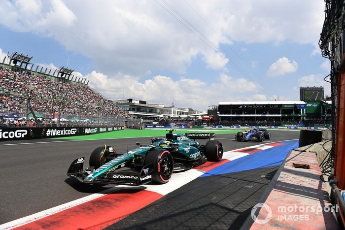 Fernando Alonso, Aston Martin AMR23, Logan Sargeant, Williams FW45