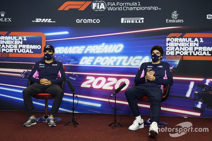 Sergio Pérez, Racing Point, Lance Stroll, Racing Point, en la conferencia de prensa