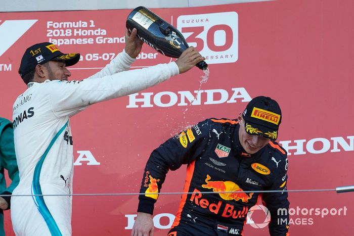 2018: 1. Lewis Hamilton, 2. Valtteri Bottas, 3. Max Verstappen