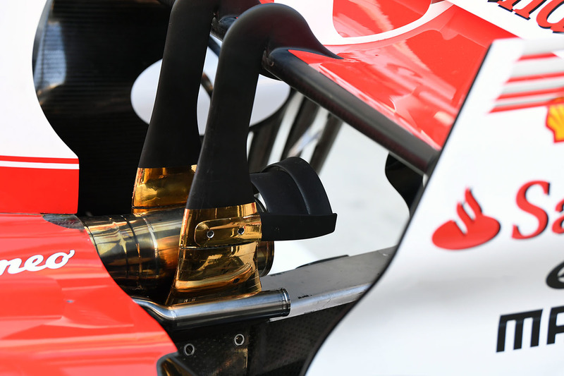 Detalle del escape del Ferrari SF70H