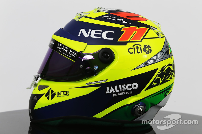 Le casque de Sergio Perez, Sahara Force India F1