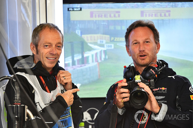 Mark Thompson, fotografer, dan Christian Horner, Red Bull Racing Team Principal