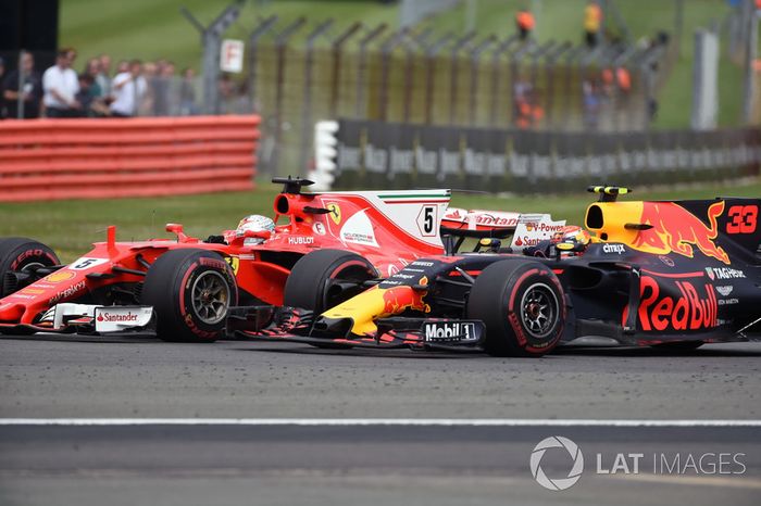 Sebastian Vettel, Ferrari SF70H y Max Verstappen, Red Bull Racing RB13