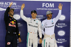 Pole position for Nico Rosberg, Mercedes AMG F1; second place Daniel Ricciardo, Red Bull Racing; third place Lewis Hamilton, Mercedes AMG F1