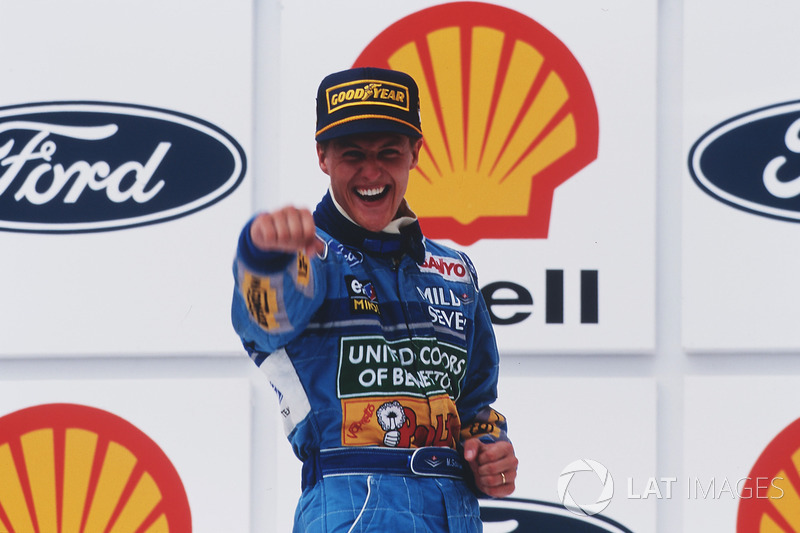 Podium: race winner Michael Schumacher, Benetton