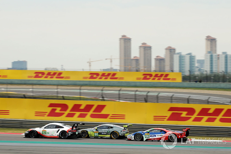 #92 Porsche GT Team Porsche 911 RSR: Michael Christensen, Kevin Estre, #95 Aston Martin Racing Aston Martin Vantage: Nicki Thiim, Marco Sorensen, #66 Ford Chip Ganassi Team UK Ford GT: Stefan Mucke, Olivier Pla