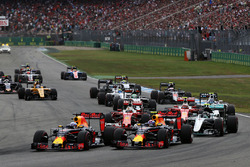 Daniel Ricciardo, Red Bull Racing RB12 and Max Verstappen, Red Bull Racing RB12 at the start of the