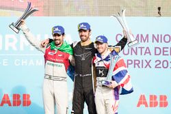 Jean-Eric Vergne, Techeetah, celebra en el podio con Lucas di Grassi, Audi Sport ABT Schaeffler, Sam