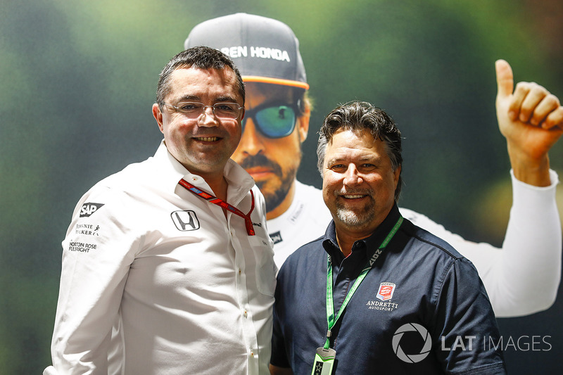 Eric Boullier, directeur de la compétition de McLaren, Michael Andretti