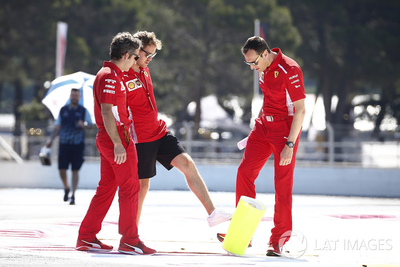 Sebastian Vettel, Ferrari walks the track