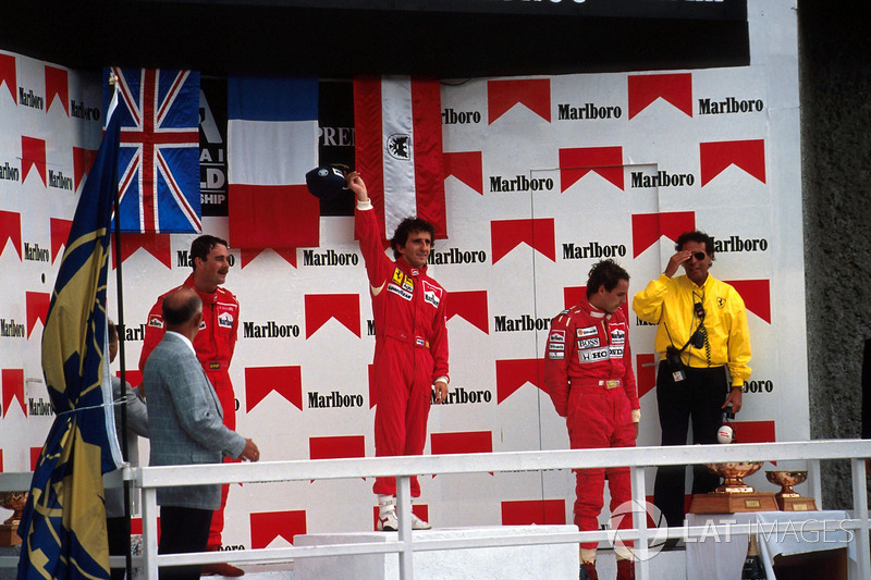 990: 1. Alain Prost, 2. Nigel Mansell, 3. Gerhard Berger