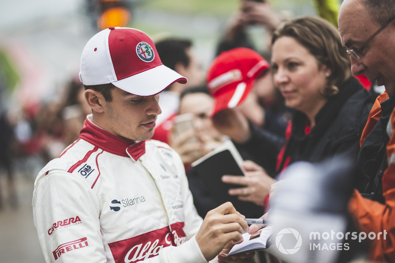 Charles Leclerc, Alfa Romeo Sauber F1 Team signs autographs for the fans
