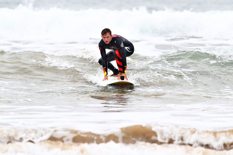 Pierre Gasly surfing in Torquay