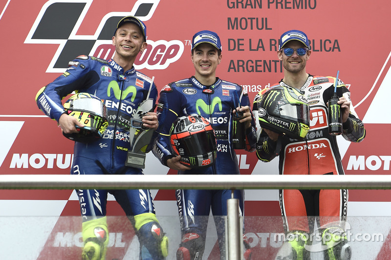 Podio: Valentino Rossi, Yamaha Factory Racing, Maverick Viñales, Yamaha Factory Racing, Cal Crutchlow, Team LCR Honda
