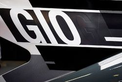 The GIO abbreviation added to the engine cover on the car of Antonio Giovinazzi, Haas F1 Team VF-17