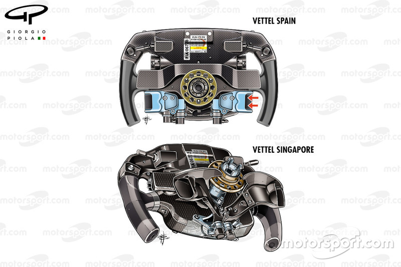 Ferrari SF70H, Vettel's steering wheel comparison