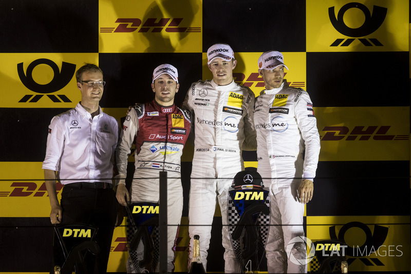 Podium: Race winner Paul Di Resta, Mercedes-AMG Team HWA, Mercedes-AMG C63 DTM, second place Robin Frijns, Audi Sport Team Abt Sportsline, Audi RS5 DTM and third place Edoardo Mortara, Mercedes-AMG Team HWA, Mercedes-AMG C63 DTM