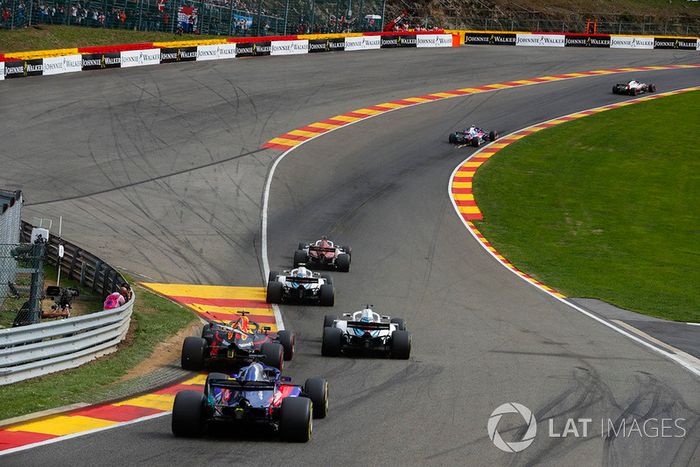 Marcus Ericsson, Sauber C37, Sergey Sirotkin, Williams FW41, Lance Stroll, Williams FW41, Daniel Ricciardo, Red Bull Racing RB14, y Brendon Hartley, Toro Rosso STR13