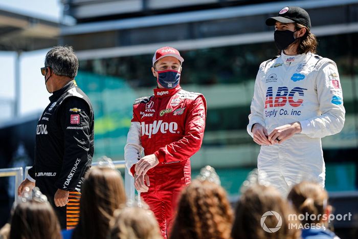 Juan Pablo Montoya, Arrow McLaren SP Chevrolet, Santino Ferrucci, Rahal Letterman Lanigan Racing Honda, J.R. Hildebrand. A.J. Foyt Enterprises Chevrolet
