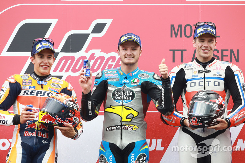 Podio: il vincitore della gara Jack Miller, Marc VDS Racing Honda, il secondo classificato Marc Marq