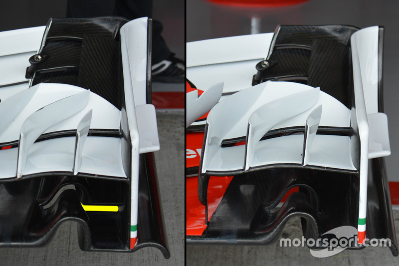 Ferrari SF16-H: Frontflügel, Vergleich