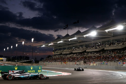 Valtteri Bottas, Mercedes-Benz F1 W08 leads Lewis Hamilton, Mercedes-Benz F1 W08