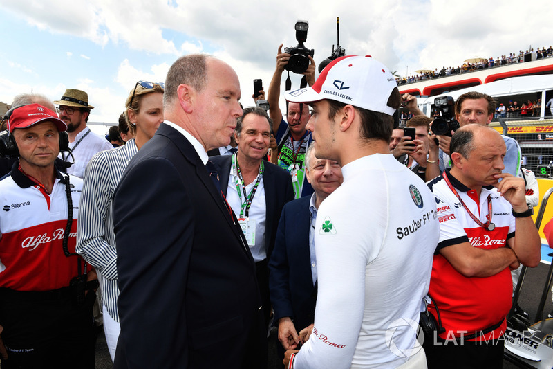 HSH Prince Albert of Monaco, Charles Leclerc, Sauber on the grid