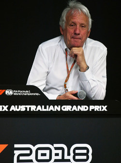 Charlie Whiting, FIA Delegate in a Press Conference