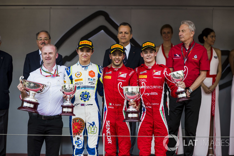 Podium: Lando Norris, Carlin, Antonio Fuoco, Charouz Racing System, Louis Deletraz, Charouz Racing S